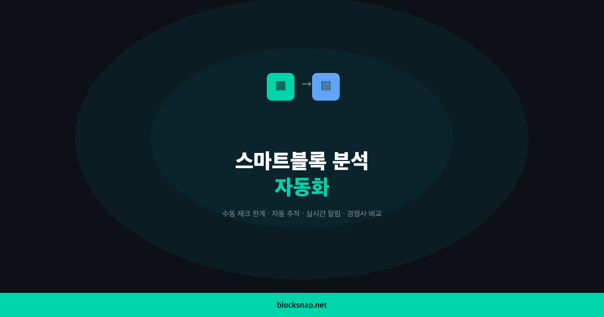 스마트블록 분석 자동화 도구 — 수동 분석 vs BlockSnap 자동 추적 비교